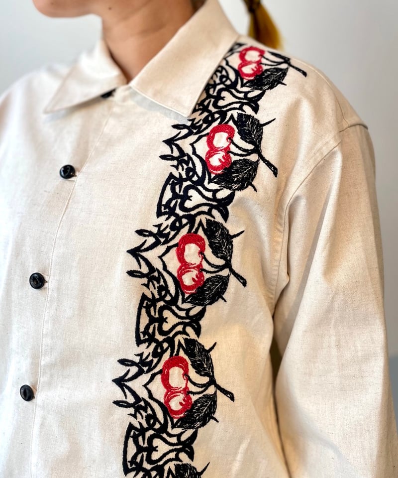 WATARU TOMINAGA/EMBROIDERED SHIRT/CHERRY | pain WATARU TOMINAGA/EMBROIDERED SHIRT/CHERRY | pain