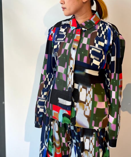 HENRIK VIBSKOV/KNIGHT PLISSE SHIRT/KALEIDSCOPE TETRIS