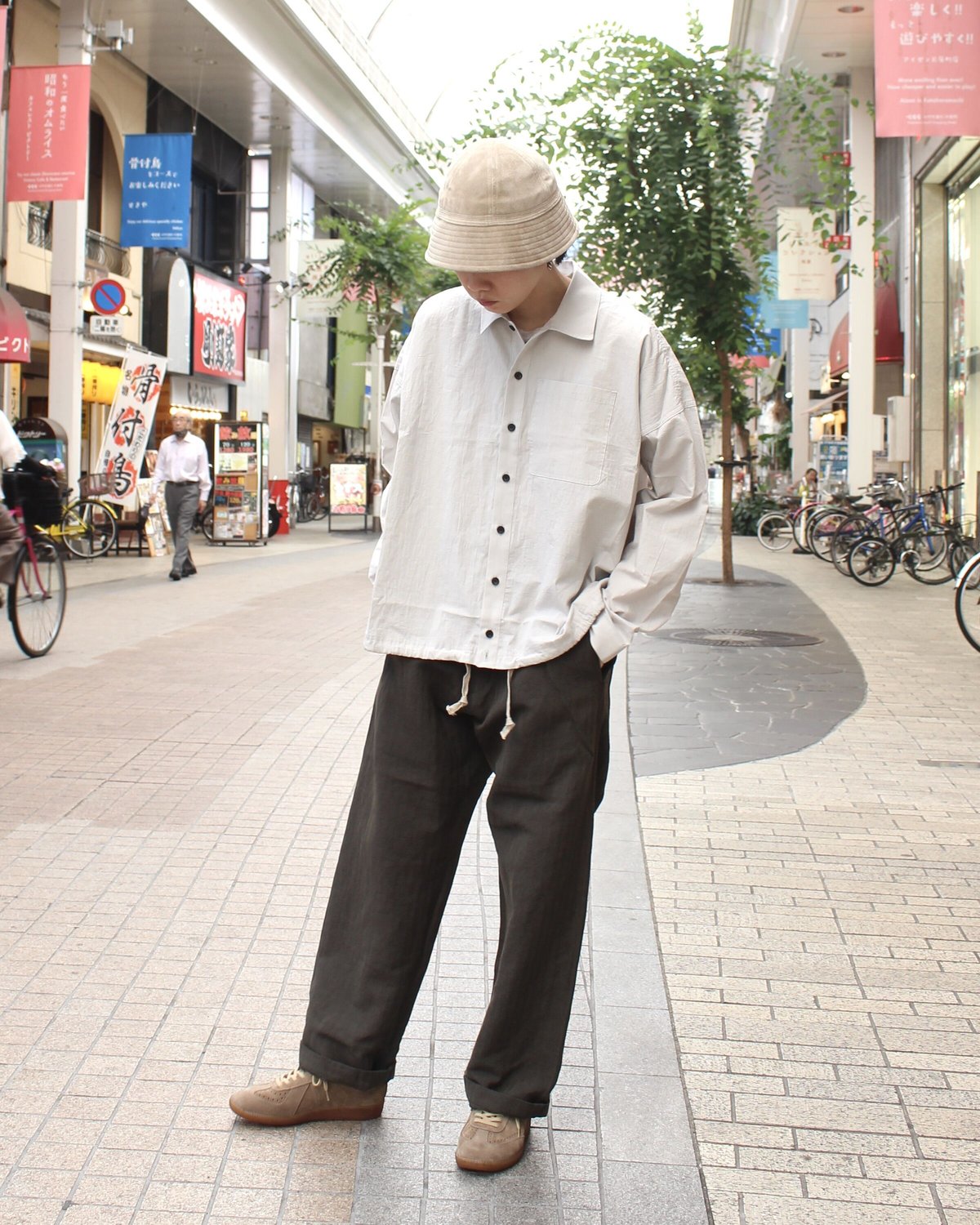 O project / BOMBER SHIRT -FINE DRY- / LT GREY, BLACK