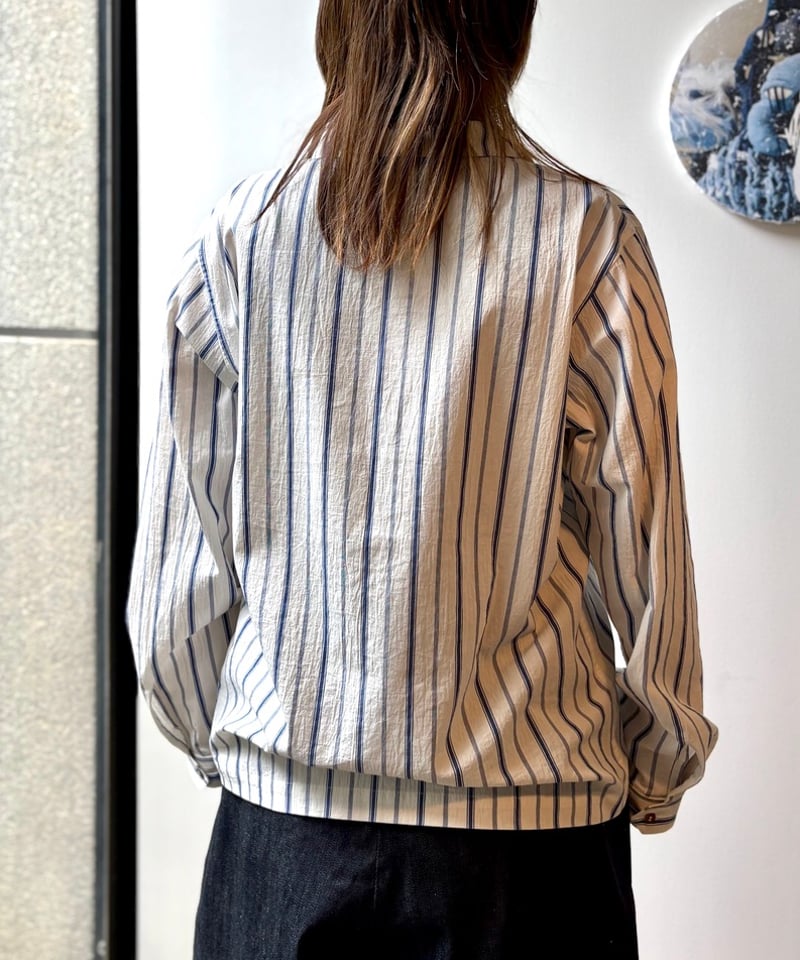 FRANK LEDER/ORGANIC STRIPED COTTON TOP/WHITE |