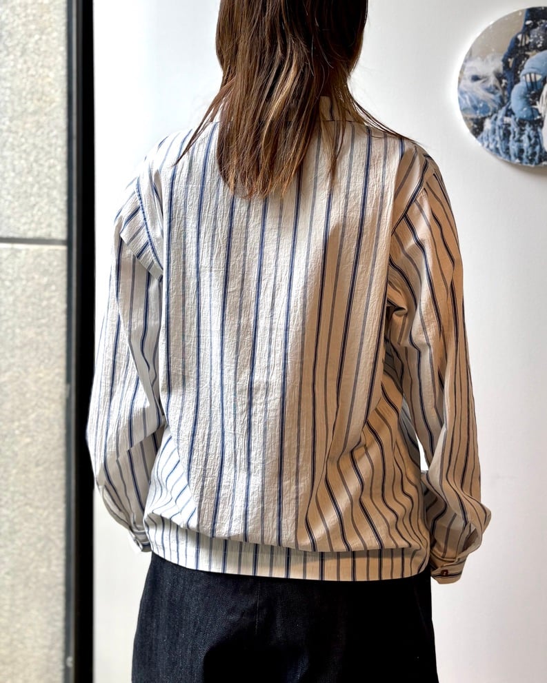FRANK LEDER/ORGANIC STRIPED COTTON TOP/WHITE |
