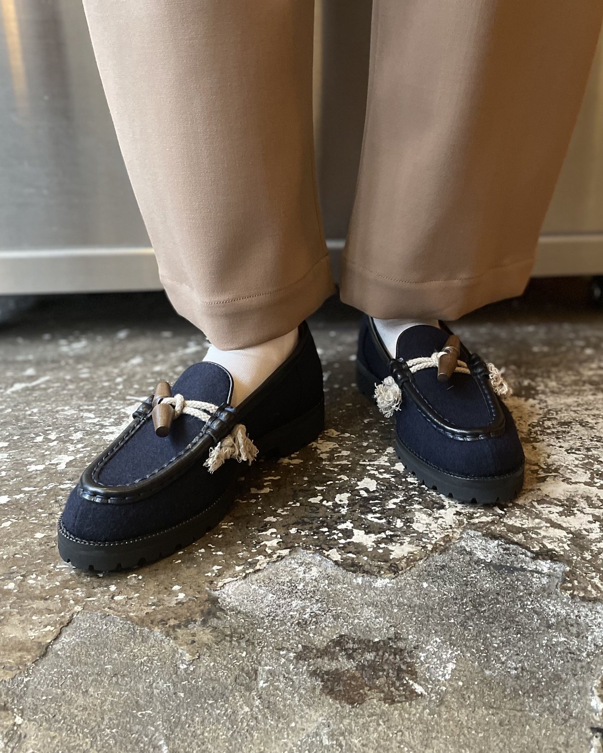 Hender Scheme / duffle moccasins / navy, melang...