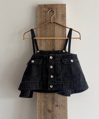 RYU KAGA/Denim ruffle cami top/BLACK