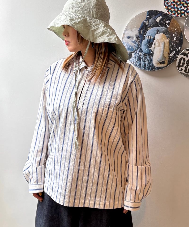 FRANK LEDER/ORGANIC STRIPED COTTON TOP/WHITE |