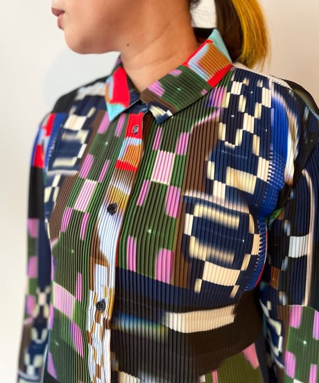 HENRIK VIBSKOV/KNIGHT PLISSE SHIRT/KALEIDSCOPE TETRIS
