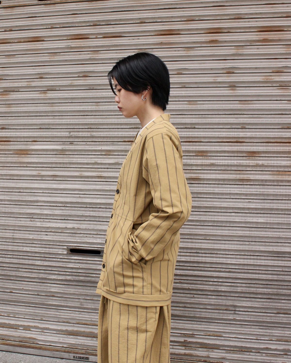 FRANK LEDER / 紫 リネンカーディガン FRANK LEDER / STRIPED COTTON CARDIGAN / YELLOW