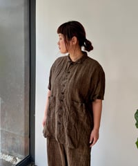 KLASICA/Back Flap H/S Shirts w Big Pocket/SAFRON