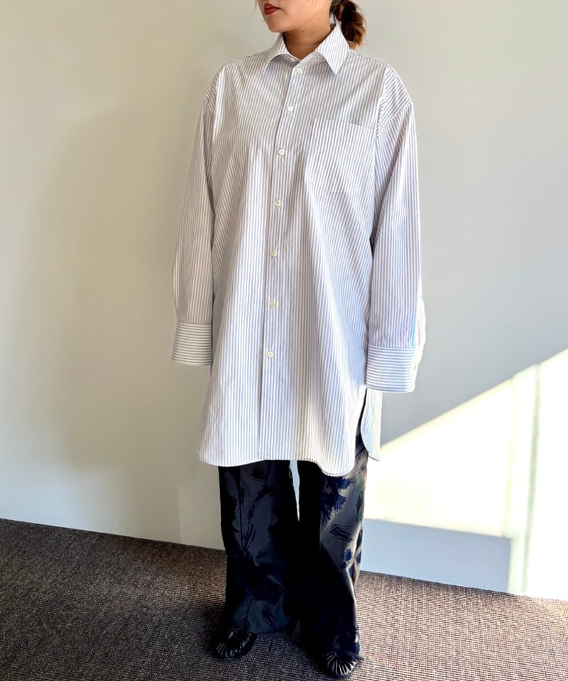 【新品】RYU KAGA wide sleeve shirts ブラック RYU KAGA/Wide sleeve stripe shirts/STRIPE | pain