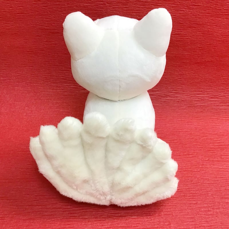 九尾の白狐ぬいぐるみ オッドアイ きつね キツネ お稲荷様 30㎝ 九尾の