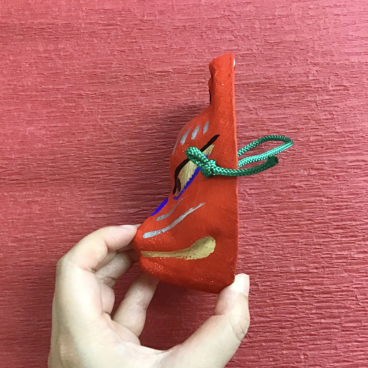 お面「狐」赤色 ・口閉じ（小） | (株)高畠商店