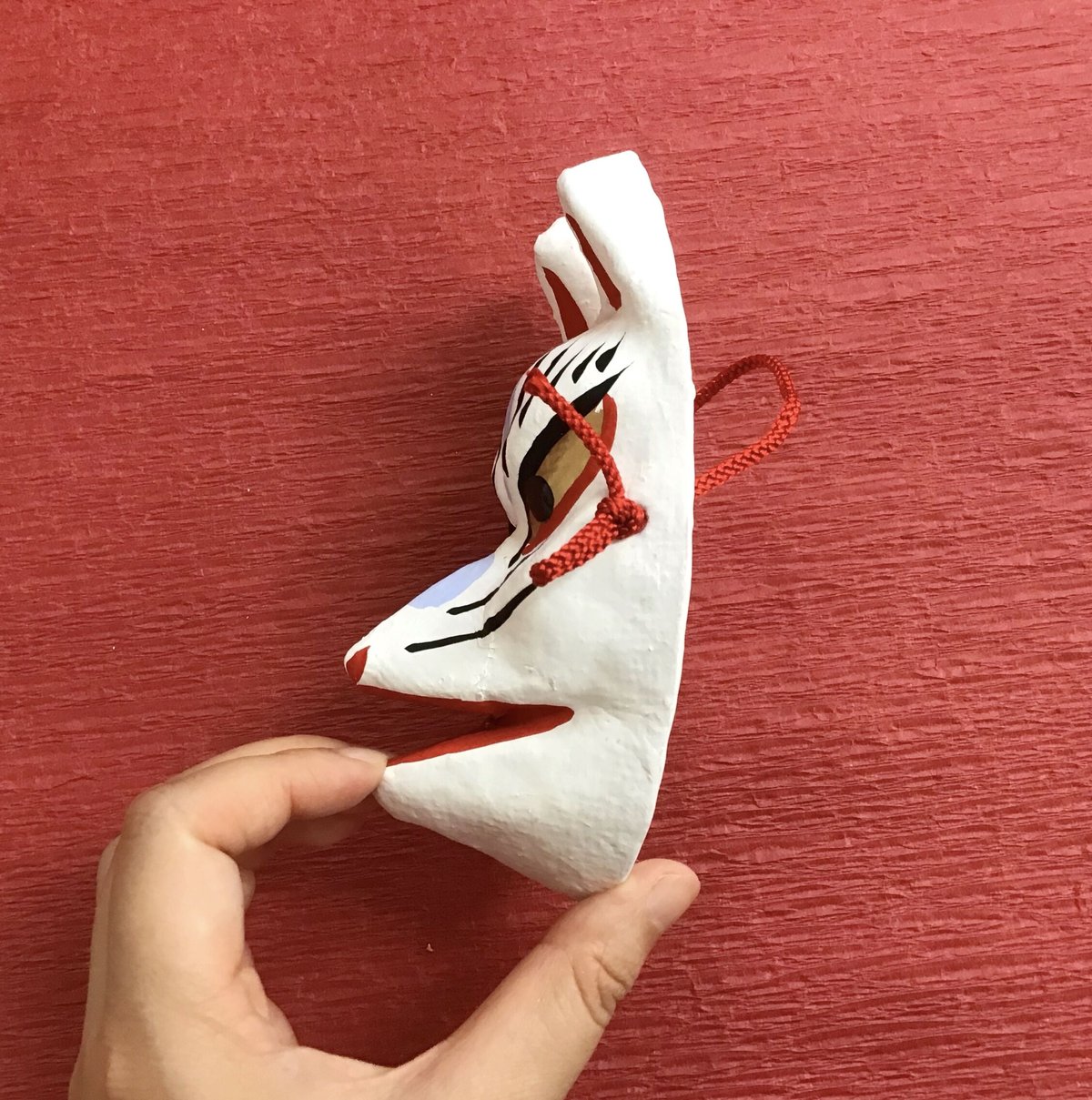 お面「狐」白色 ・口開け（小） | (株)高畠商店