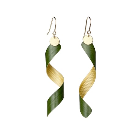 自然の径路 - 桂竹ピアス (緑 洒落な) Trace of Nature - Bamboo Earring (Bold)