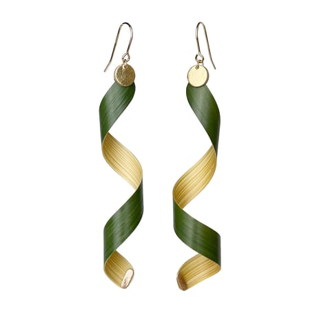 自然の径路 - 桂竹ピアス (緑 洒落な) Trace of Nature - Bamboo Earring (Bold)