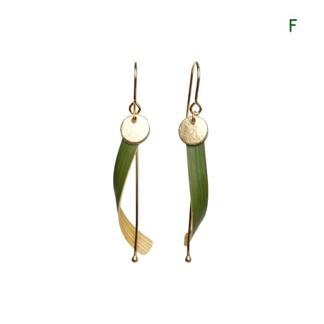 自然の径路 - 桂竹ピアス (緑) Trace of Nature - Bamboo Earring