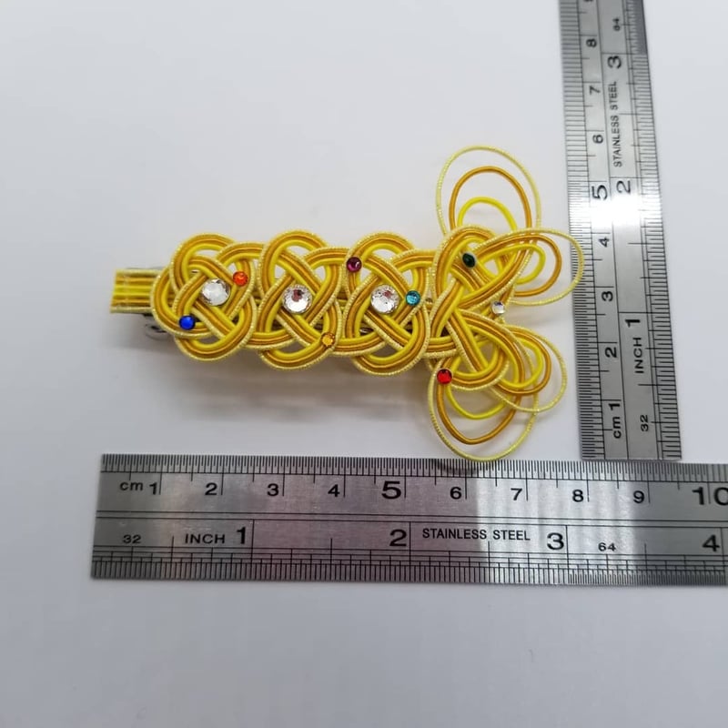 ひまわりバレッタ、ピアス、ペンダント01 3点セット | 水引