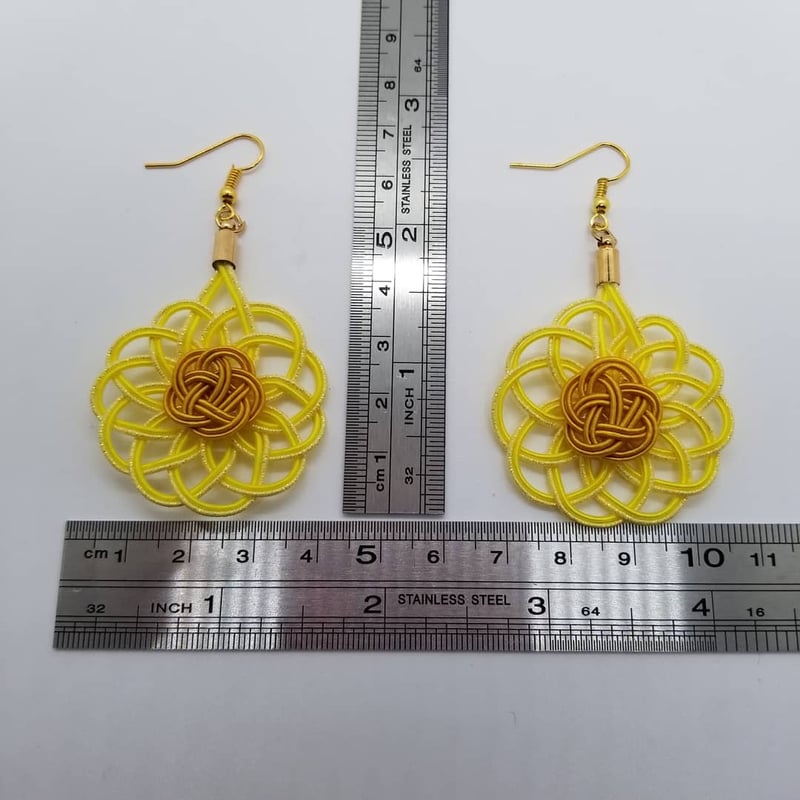 ひまわりバレッタ、ピアス、ペンダント01 3点セット | 水引