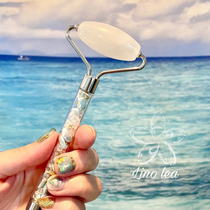 Stone lea 美顔ローラー（水晶・シトリン・ブルーアパタイト）silver