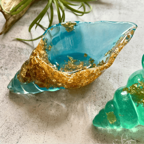 Oceanlea Aqua Shell Tray - Gold Leaf Edition