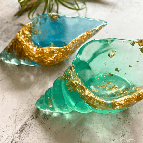 Oceanlea Aqua Shell Tray - Gold Leaf Edition