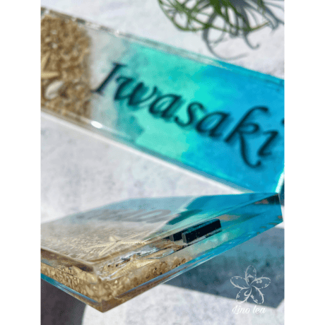 立体ブラック Ocean lea LUXEネームプレートlarge【送料無料】