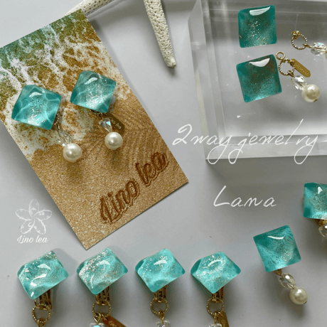 2way Wave crystal ピアス＆イヤリング『Lana』