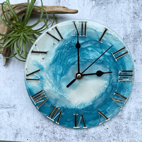 【送料無料】Metallic wave ART clock - 直径17cm -　No.001シルバー
