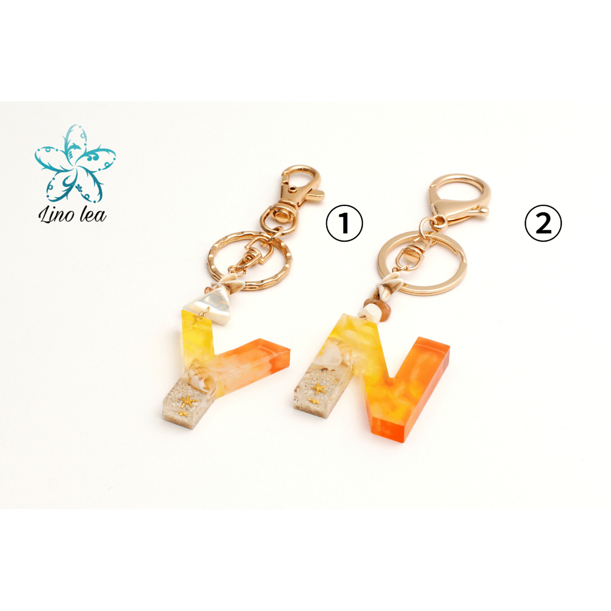 Oceanlea イニシャルキーホルダー（オレンジ・黄色） | Lino lea