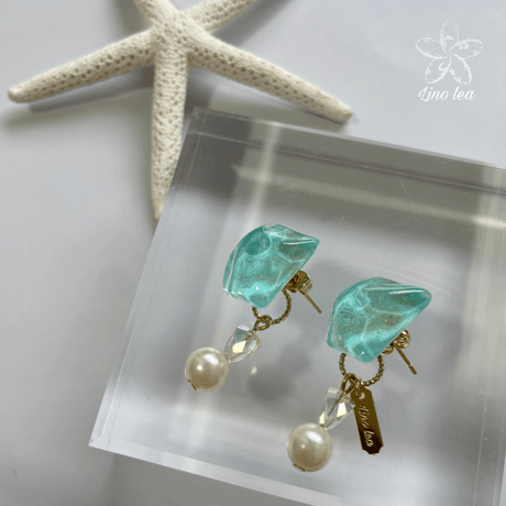 2way Wave crystal ピアス＆イヤリング『Lana』