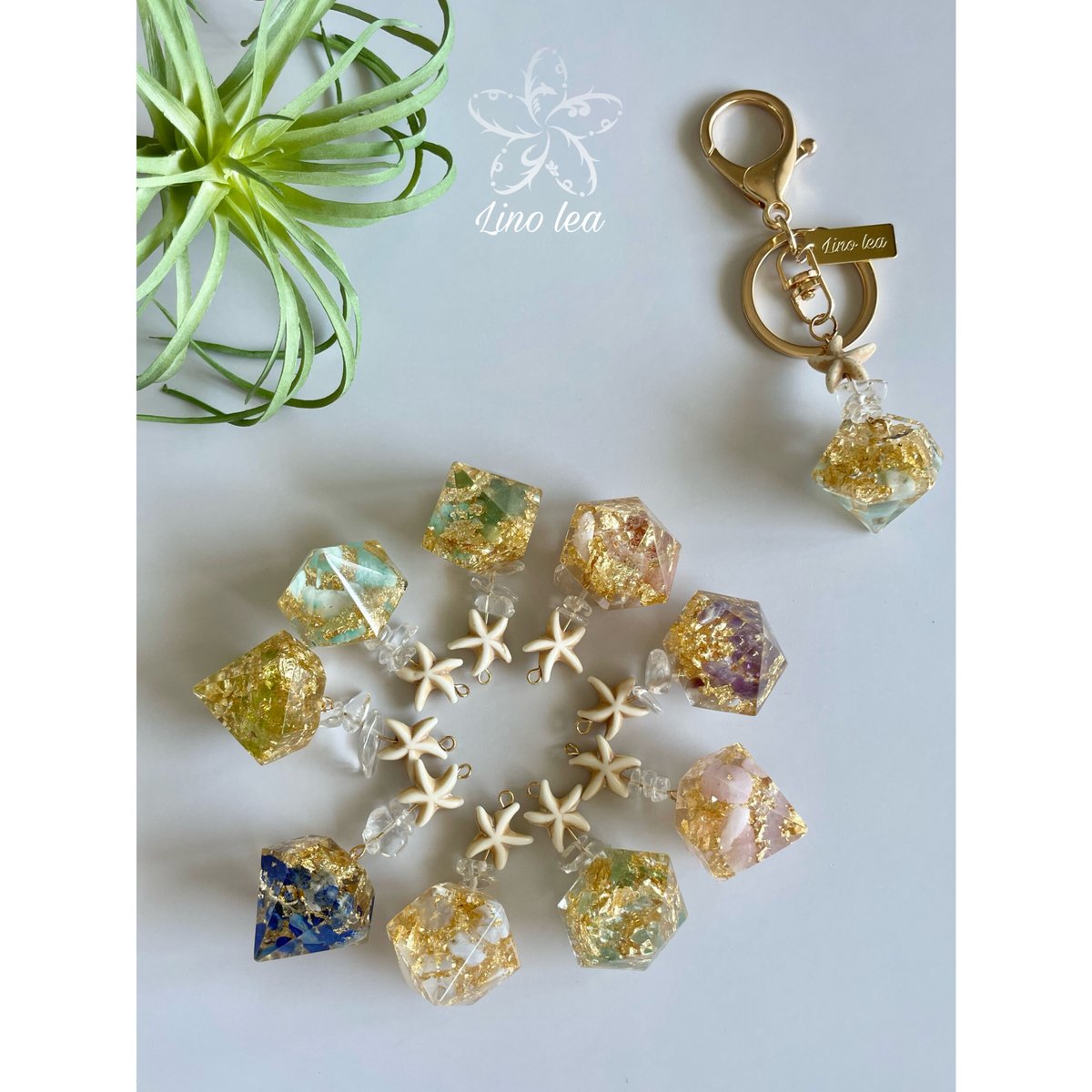 天然石』ダイヤ型キーホルダー | Lino lea