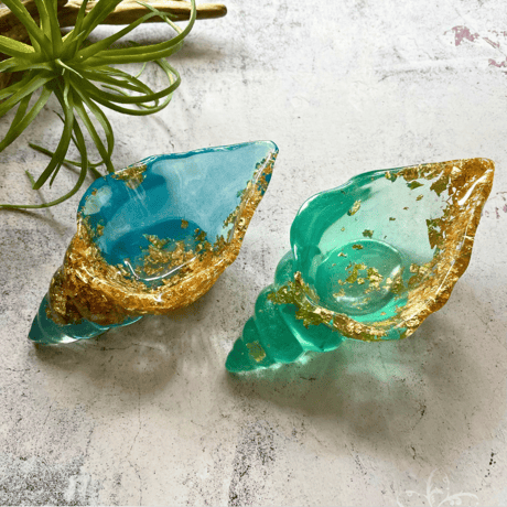 Oceanlea Aqua Shell Tray - Gold Leaf Edition