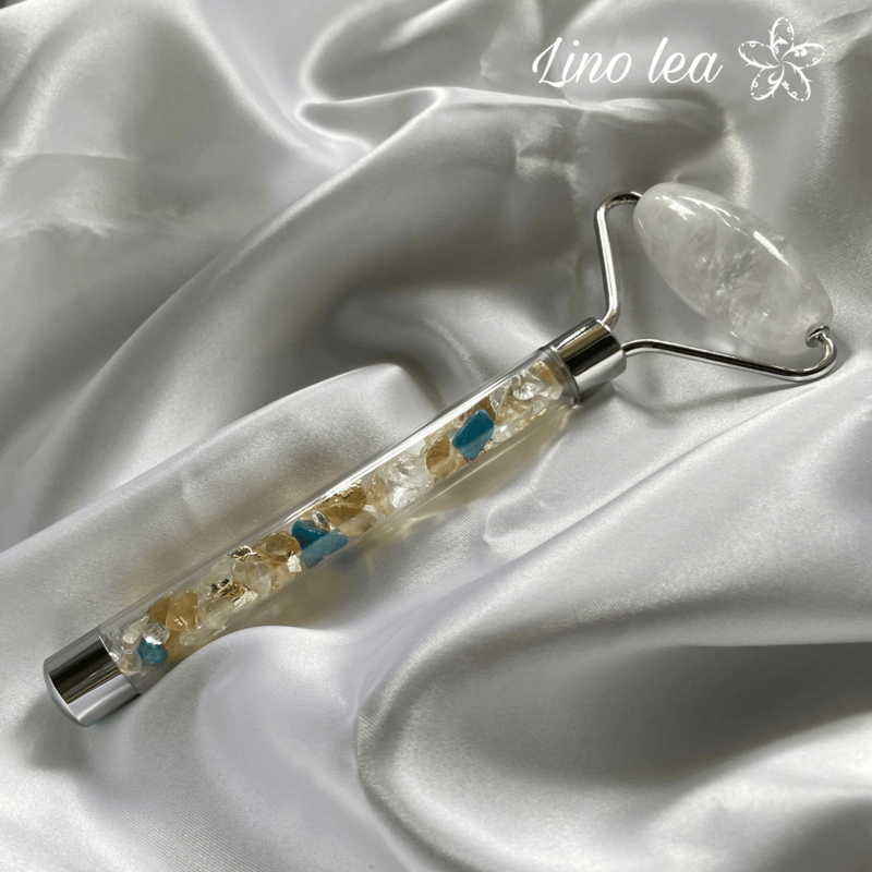 Stone lea 美顔ローラー（水晶・シトリン・ブルーアパタイト）silver