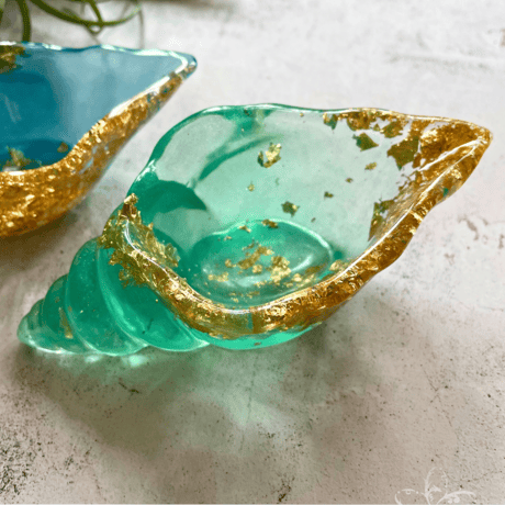 Oceanlea Aqua Shell Tray - Gold Leaf Edition