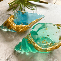 Oceanlea Aqua Shell Tray - Gold Leaf Edition