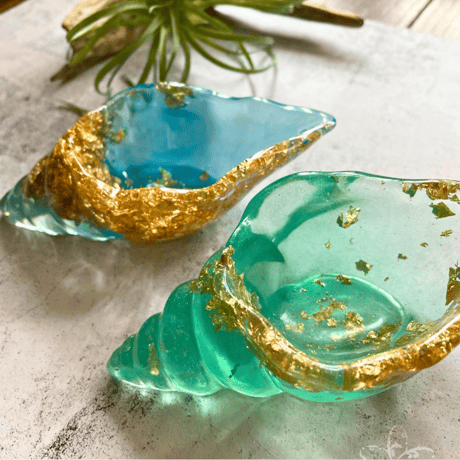 Oceanlea Aqua Shell Tray - Gold Leaf Edition