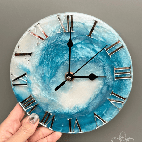 【送料無料】Metallic wave ART clock - 直径17cm -　No.001シルバー