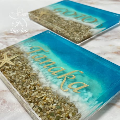 立体ブラック Ocean lea LUXEネームプレートlarge【送料無料】