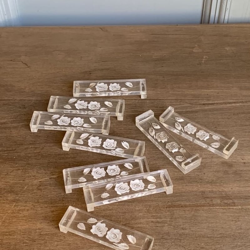 フランスアンティーク カトラリーレスト ピンク色の羽のクジャク 6個セット カトラリーレスト | STORES フランスアンティーク カトラリーレスト