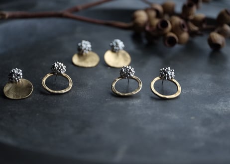 真鍮フープ＆粒々3way ピアス　Lサイズ