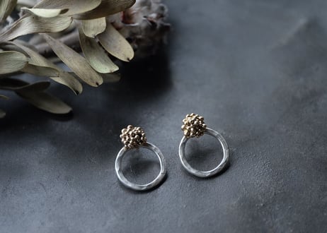 シルバーフープ＆粒々3way ピアス