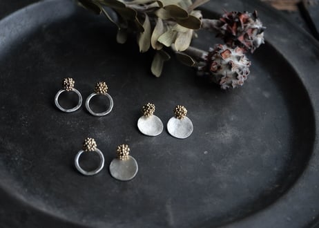 シルバーフープ＆粒々3way ピアス