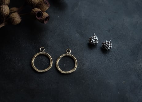 真鍮フープ＆粒々3way ピアス　Lサイズ