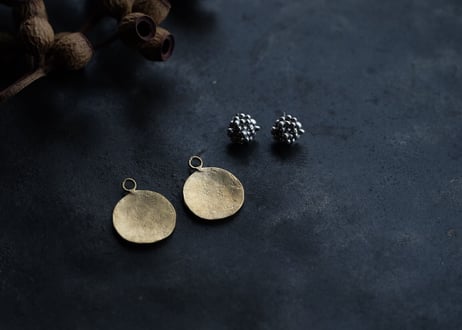 真鍮プレート＆粒々3way ピアス