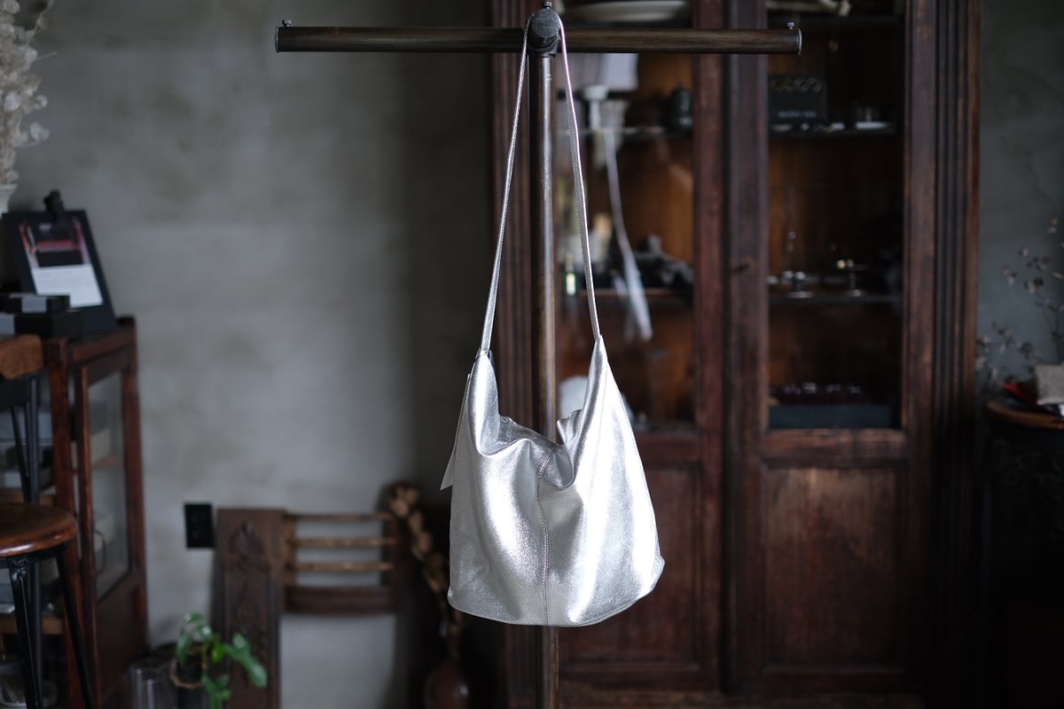 2way ゴートレザー bag 「M size」 シルバー | atelier sou