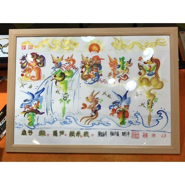 家族全員の名前を入れ、20文字迄OK 結婚記念 周年  開運絵画　金婚贈り物最適 家族全員の名前を入れ、20文字OK、結婚記念 周年 還暦 金婚