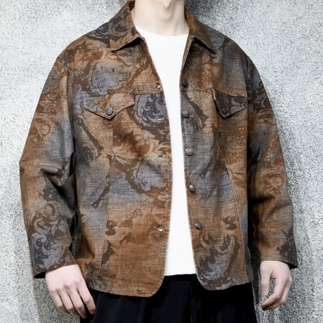 pattern brown denim jacket