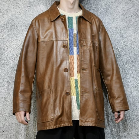 brown leather coverall