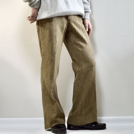 60's herringbone wool flare pants
