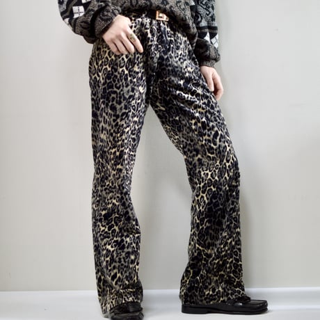 leopard velour flare pants