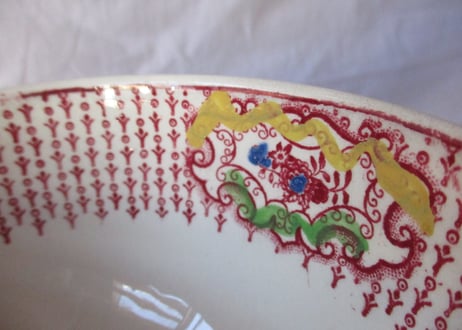 'Cafe au lait' Bowl / Red painting【B】