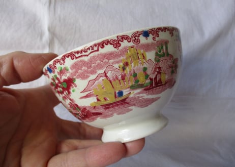 'Cafe au lait' Bowl / Red painting【B】